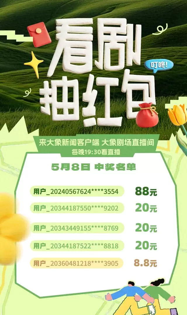 《大象剧场》微剧《手握红缨誓昭雪》分集上线，5月8日现金奖名单公布 _ 情报图